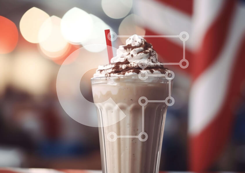 Σετ των 2 Intra Συλλεκτικό Ξύλινο Παζλ Plywood  4mm - Πατριωτικό Milkshake στο τραπέζι της αμερικανικής σημαίας Σε Ξύλινο Κουτί - Διαστάσεις: 10x10 cm – 25 κομμάτια