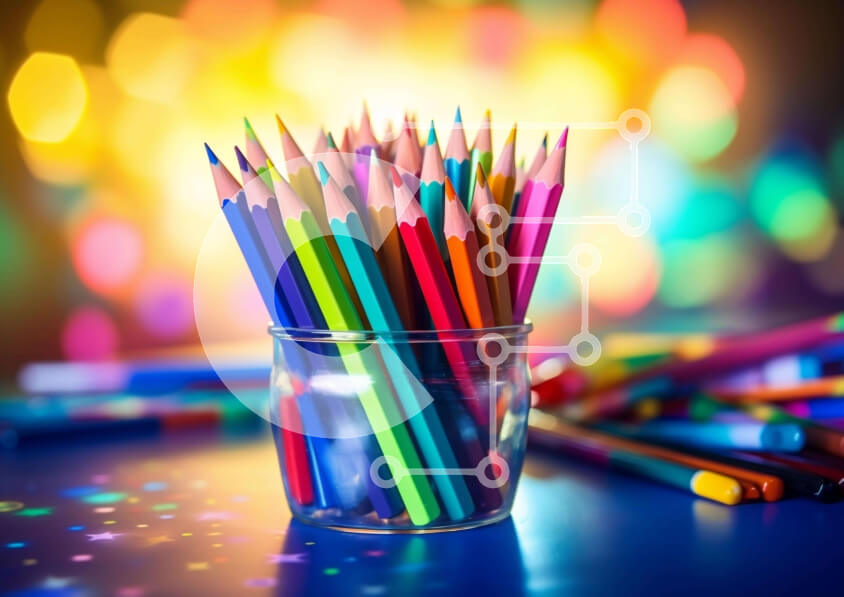 Intra Συλλεκτικό Ξύλινο Παζλ Plywood  4mm - Πολύχρωμα μολύβια σε γυάλινο κύπελλο - Τέχνες και χειροτεχνίες Σε Ξύλινο Κουτί - Διαστάσεις Puzzle: 10x10 cm – 25 κομμάτια