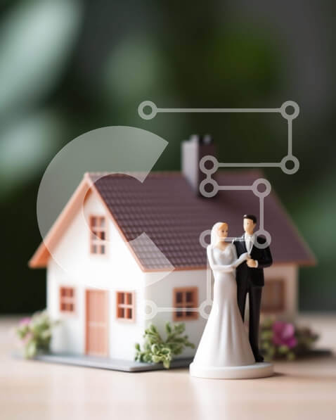 Intra Συλλεκτικό Ξύλινο Παζλ Plywood  4mm - Ειδώλιο γαμήλιου ζευγαριού μπροστά από ένα μικροσκοπικό σπίτι Σε Ξύλινο Κουτί - Διαστάσεις Puzzle: 10x10 cm – 25 κομμάτια