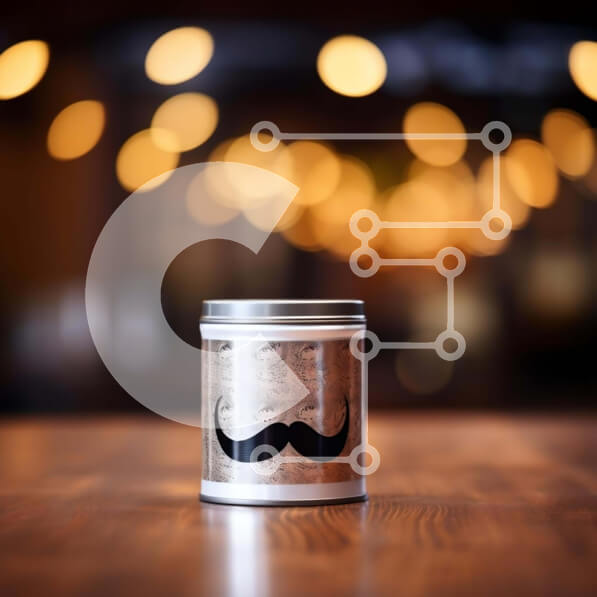 Intra Συλλεκτικό Ξύλινο Παζλ Plywood  4mm - Περίτεχνο κάνιστρο με σχέδιο μουστάκι σε ξύλινο τραπέζι Σε Ξύλινο Κουτί - Διαστάσεις: 10x10 cm – 25 κομμάτια