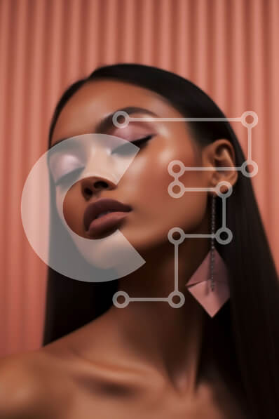 Intra Συλλεκτικό Ξύλινο Παζλ Plywood  4mm - Όμορφη εικόνα μιας γυναίκας με ροζ σκουλαρίκια και μακιγιάζ Σε Ξύλινο Κουτί - Διαστάσεις Puzzle: 10x10 cm – 25 κομμάτια