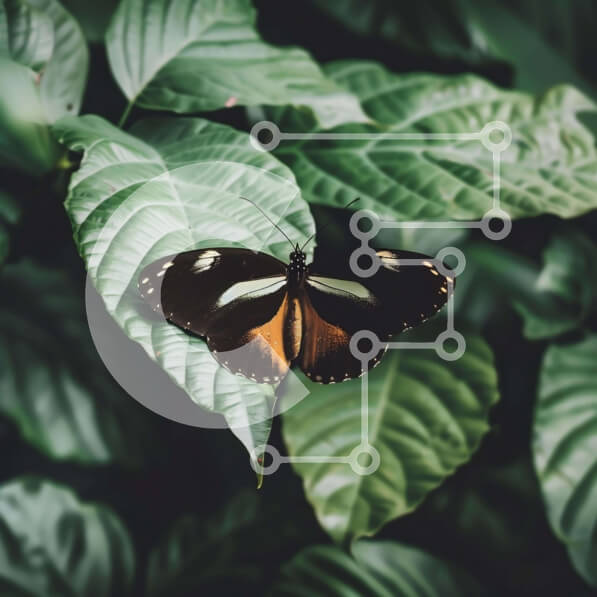 Intra Συλλεκτικό Ξύλινο Παζλ Plywood  4mm - Πεταλούδα στα πράσινα φύλλα Σε Ξύλινο Κουτί - Διαστάσεις: 10x10 cm – 25 κομμάτια