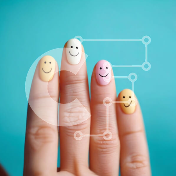 Σετ των 2 Intra Συλλεκτικό Ξύλινο Παζλ Plywood  4mm - Σχέδιο νυχιών με πολύχρωμα Smiley Faces Σε Ξύλινο Κουτί - Διαστάσεις: 10x10 cm – 25 κομμάτια