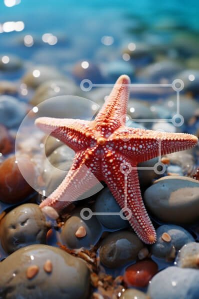 Σετ των 2 Intra Συλλεκτικό Ξύλινο Παζλ Plywood  4mm - Όμορφη εικόνα ενός κόκκινου αστερία στα καθαρά νερά του ωκεανού Σε Ξύλινο Κουτί - Διαστάσεις: 10x10 cm – 25 κομμάτια