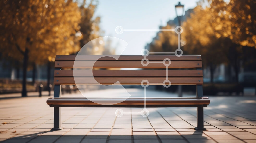 Intra Συλλεκτικό Ξύλινο Παζλ Plywood  4mm - Άδειος ξύλινος πάγκος σε μια πορεία από τούβλα σε έναν δρόμο της πόλης Σε Ξύλινο Κουτί - Διαστάσεις Puzzle: 10x10 cm – 25 κομμάτια