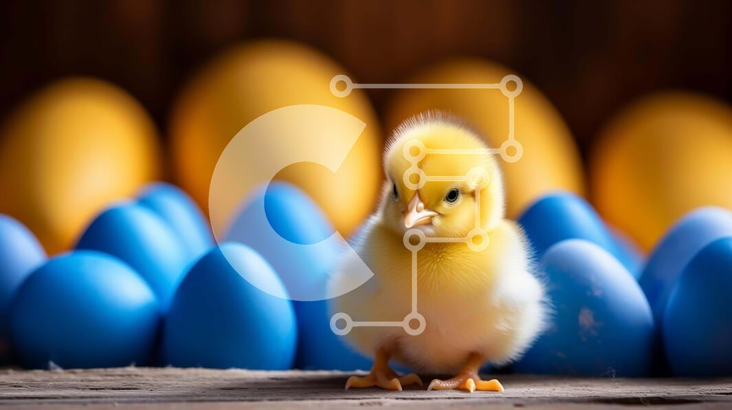 Intra Συλλεκτικό Ξύλινο Παζλ Plywood  4mm - Κίτρινο νεοσσό και μπλε αυγά Σε Ξύλινο Κουτί - Διαστάσεις: 10x10 cm – 25 κομμάτια