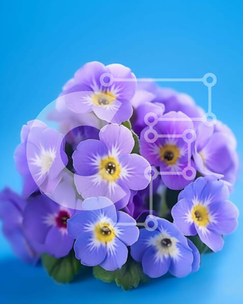 Intra Συλλεκτικό Ξύλινο Παζλ Plywood  4mm - Μωβ και κίτρινα λουλούδια σε μπλε φόντο Σε Ξύλινο Κουτί - Διαστάσεις: 10x10 cm – 25 κομμάτια