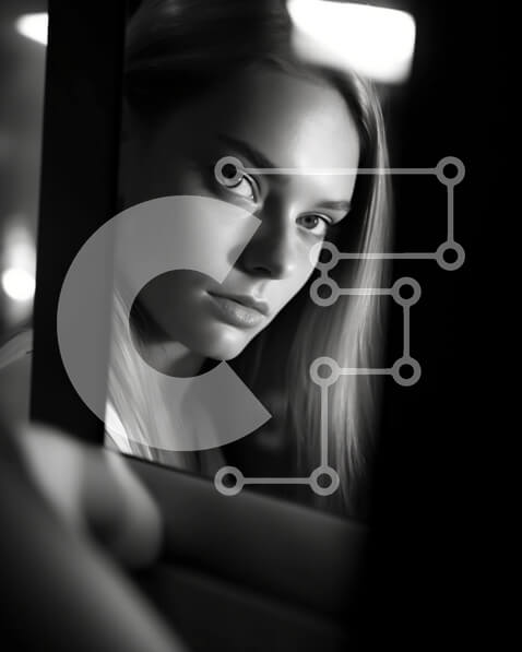 Intra Συλλεκτικό Ξύλινο Παζλ Plywood  4mm - Σοβαρή νεαρή γυναίκα με ξανθά μαλλιά που κοιτάζει έξω από το παράθυρο του αυτοκινήτου τη νύχτα Σε Ξύλινο Κουτί - Διαστάσεις Puzzle: 10x10 cm – 25 κομμάτια