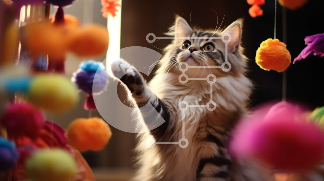 Σετ των 2 Intra Συλλεκτικό Ξύλινο Παζλ Plywood  4mm - Αφράτη γάτα που φτάνει για πολύχρωμο κινητό Σε Ξύλινο Κουτί - Διαστάσεις: 10x10 cm – 25 κομμάτια