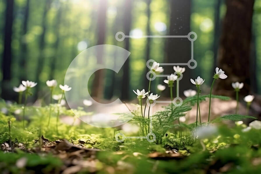 Intra Συλλεκτικό Ξύλινο Παζλ Plywood  4mm - Όμορφη εικόνα ενός ηλιόλουστου δάσους με λευκά λουλούδια Σε Ξύλινο Κουτί - Διαστάσεις: 10x10 cm – 25 κομμάτια