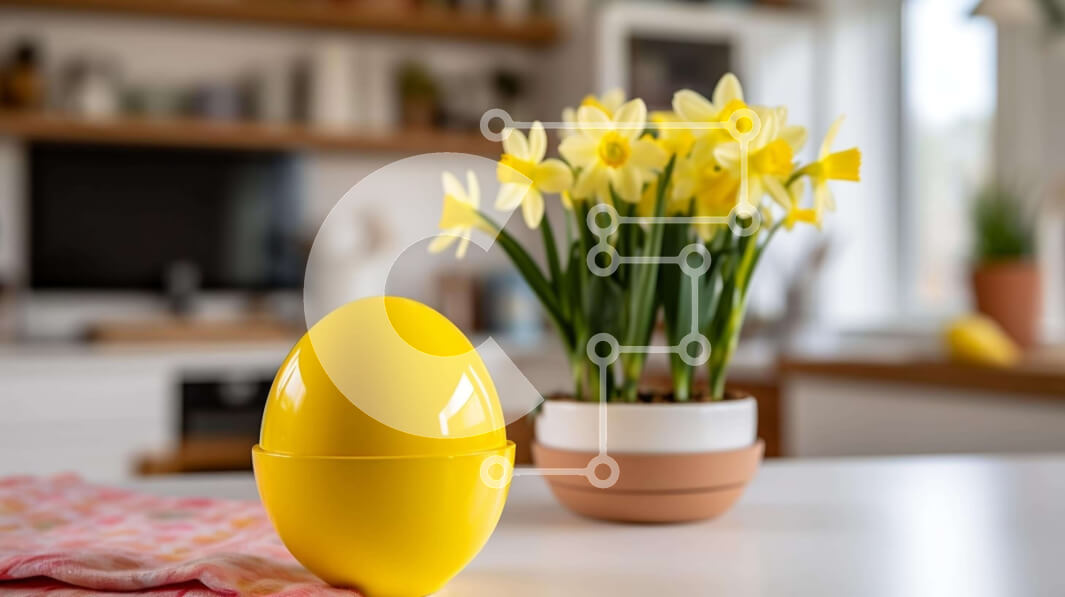 Intra Συλλεκτικό Ξύλινο Παζλ Plywood  4mm - Πασχαλινό αυγό και λουλούδια στο τραπέζι Σε Ξύλινο Κουτί - Διαστάσεις: 10x10 cm – 25 κομμάτια