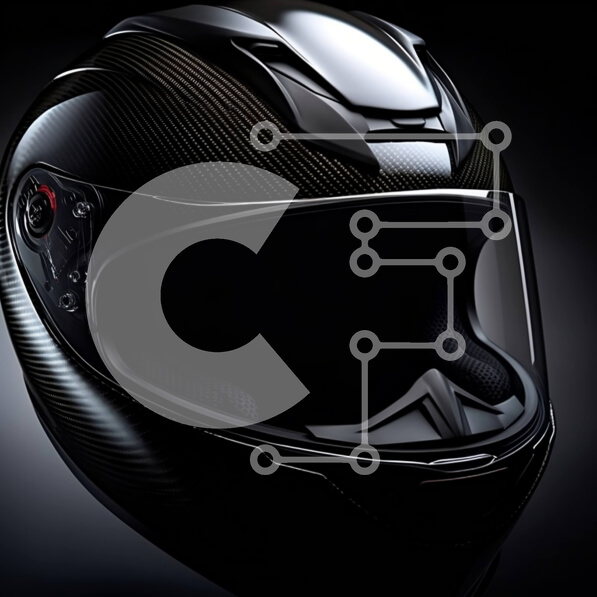 Intra Συλλεκτικό Ξύλινο Παζλ Plywood  4mm - Κομψό μαύρο κράνος μοτοσυκλέτας με μοτίβο από ανθρακονήματα Σε Ξύλινο Κουτί - Διαστάσεις Puzzle: 10x10 cm – 25 κομμάτια