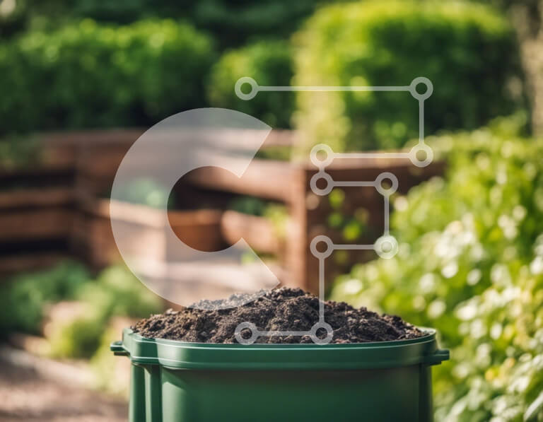 Intra Συλλεκτικό Ξύλινο Παζλ Plywood  4mm - Πράσινος κάδος απορριμμάτων στον υπαίθριο κήπο Σε Ξύλινο Κουτί - Διαστάσεις: 10x10 cm – 25 κομμάτια