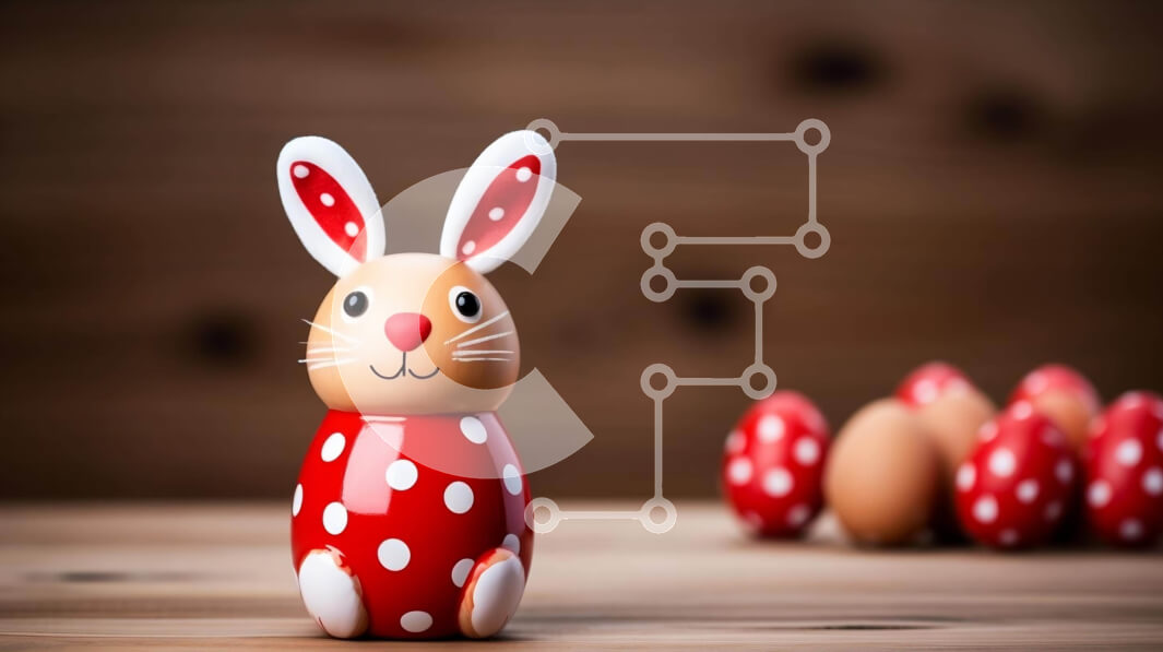 Intra Συλλεκτικό Ξύλινο Παζλ Plywood  4mm - Ειδώλιο λαγουδάκι του Πάσχα με κόκκινα και άσπρα αυγά Σε Ξύλινο Κουτί - Διαστάσεις: 10x10 cm – 25 κομμάτια