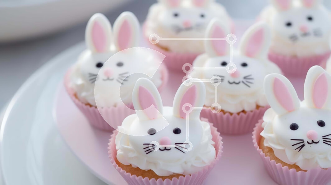 Intra Συλλεκτικό Ξύλινο Παζλ Plywood  4mm - Κουνελάκια και μπαλόνια Cupcake με θέμα το Πάσχα Σε Ξύλινο Κουτί - Διαστάσεις: 10x10 cm – 25 κομμάτια