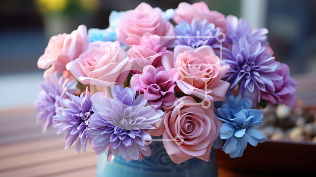 Intra Συλλεκτικό Ξύλινο Παζλ Plywood  4mm - Βάζο με ροζ και μωβ λουλούδια Σε Ξύλινο Κουτί - Διαστάσεις: 10x10 cm – 25 κομμάτια