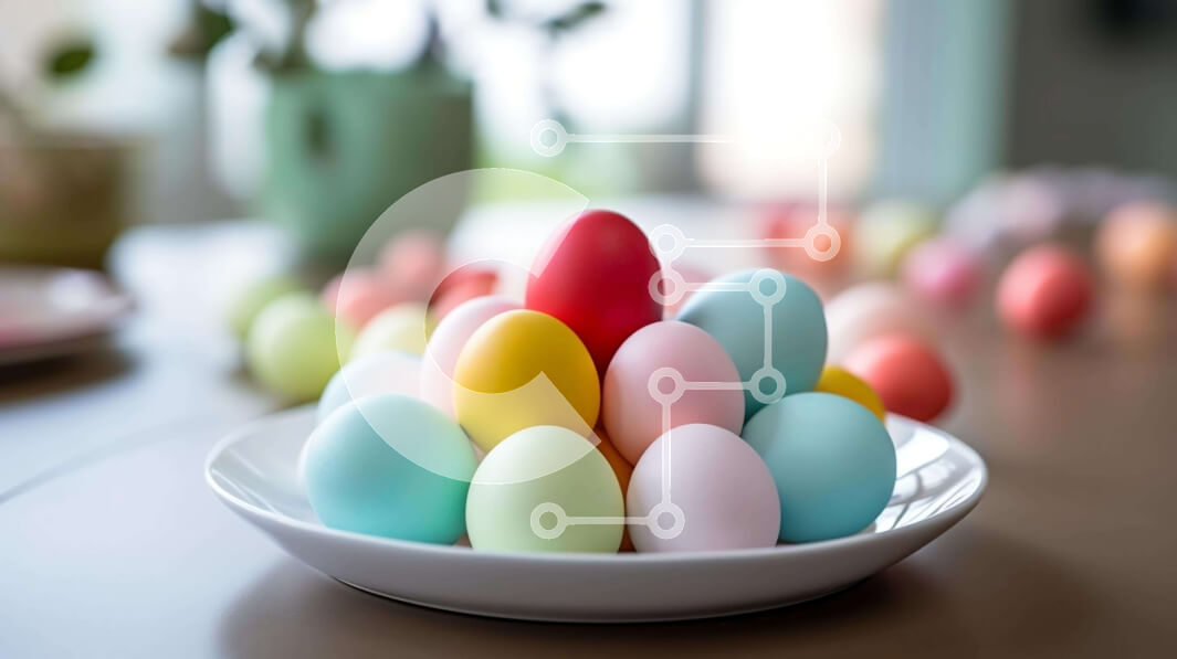 Intra Συλλεκτικό Ξύλινο Παζλ Plywood  4mm - Πολύχρωμα Πασχαλινά αυγά σε λευκό μπολ Σε Ξύλινο Κουτί - Διαστάσεις: 10x10 cm – 25 κομμάτια