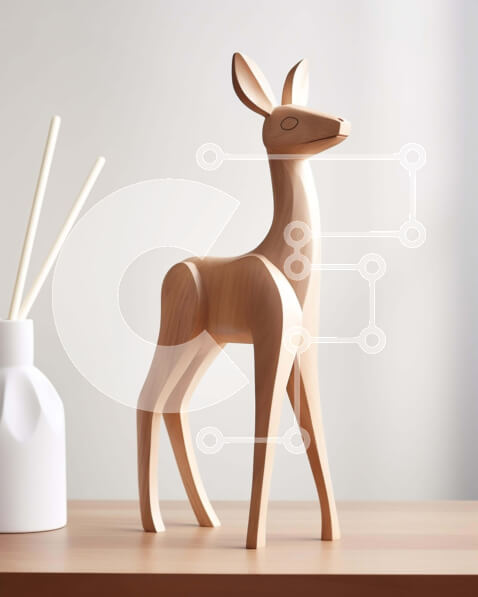 Intra Συλλεκτικό Ξύλινο Παζλ Plywood  4mm - Ξύλινο άγαλμα ελαφιού με θυμιατό βάζο Σε Ξύλινο Κουτί - Διαστάσεις: 10x10 cm – 25 κομμάτια