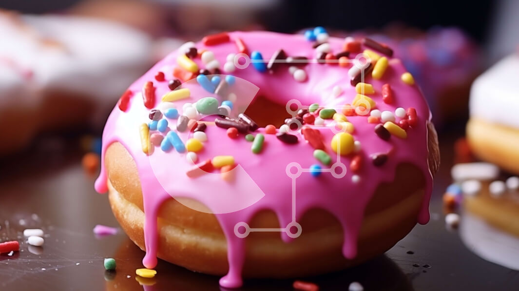 Σετ των 2 Intra Συλλεκτικό Ξύλινο Παζλ Plywood  4mm - Λαχταριστό ροζ παγωμένο ντόνατ με πολύχρωμα ψεκάσματα Σε Ξύλινο Κουτί - Διαστάσεις: 10x10 cm – 25 κομμάτια