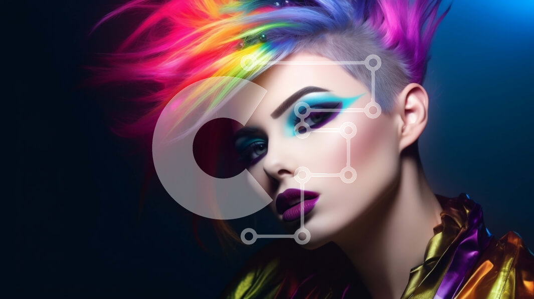 Intra Συλλεκτικό Ξύλινο Παζλ Plywood  4mm - Κομψή γυναίκα με μεταλλικό ντύσιμο με πολύχρωμα μαλλιά και μακιγιάζ Σε Ξύλινο Κουτί - Διαστάσεις Puzzle: 10x10 cm – 25 κομμάτια