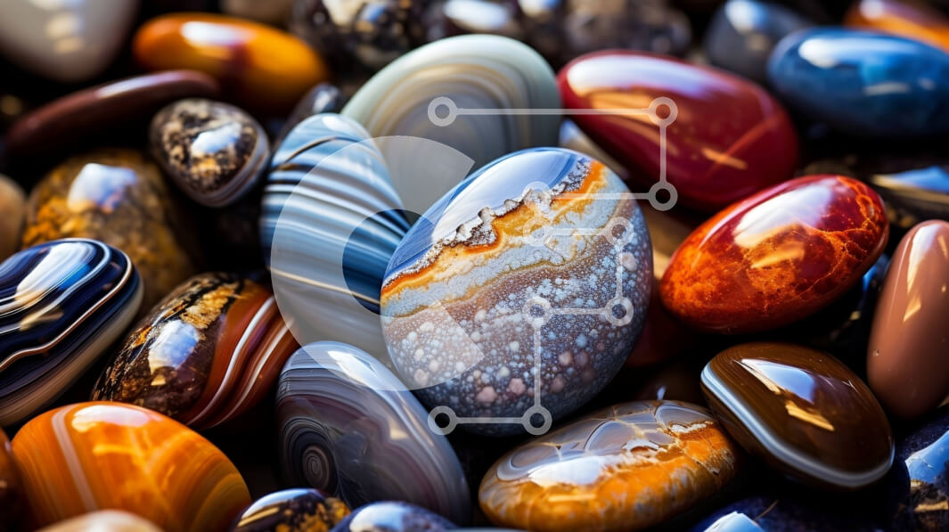 Intra Συλλεκτικό Ξύλινο Παζλ Plywood  4mm - Πολύχρωμοι βράχοι σωρός με στιλβωμένη και γυαλιστερή εμφάνιση Σε Ξύλινο Κουτί - Διαστάσεις: 10x10 cm – 25 κομμάτια