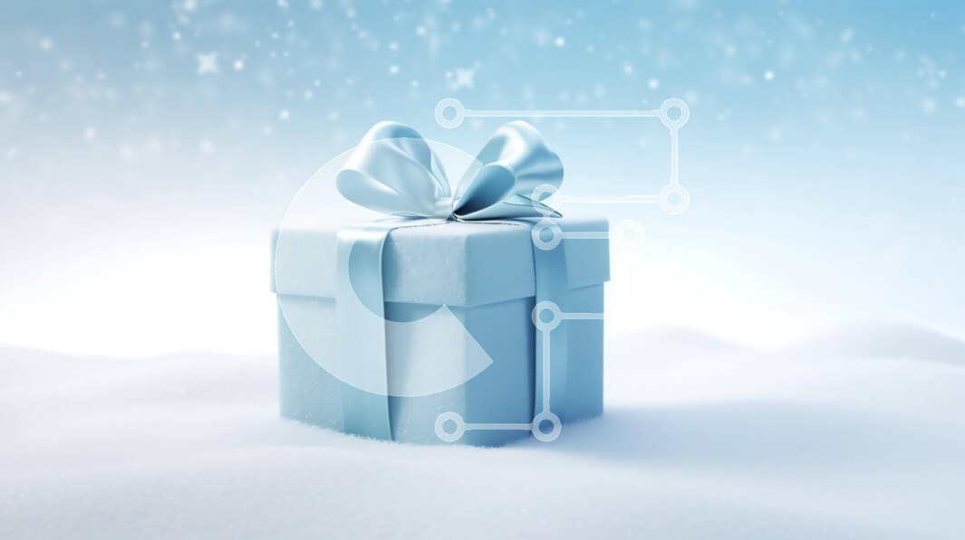 Intra Συλλεκτικό Ξύλινο Παζλ Plywood  4mm - Μπλε κουτί δώρου στο χιόνι με κορδέλα Σε Ξύλινο Κουτί - Διαστάσεις: 10x10 cm – 25 κομμάτια