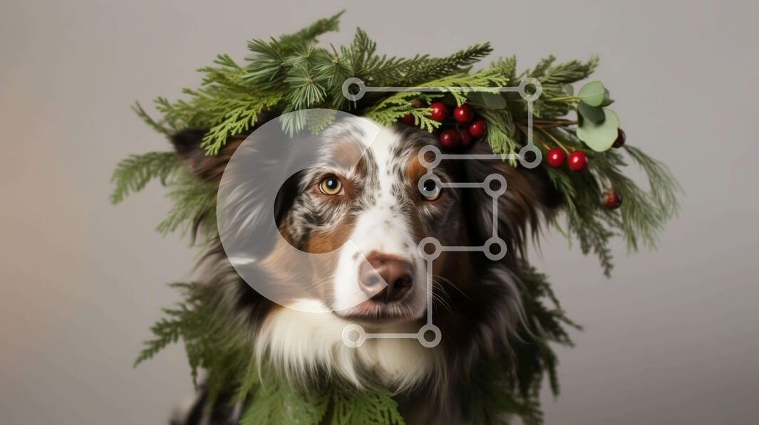 Σετ των 2 Intra Συλλεκτικό Ξύλινο Παζλ Plywood  4mm - Σκύλος με διακοσμητικό στεφάνι στο κεφάλι Σε Ξύλινο Κουτί - Διαστάσεις: 10x10 cm – 25 κομμάτια