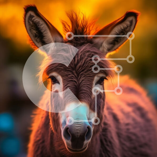 Intra Συλλεκτικό Ξύλινο Παζλ Plywood  4mm - Κοντινή εικόνα του προσώπου ενός γαϊδάρου Σε Ξύλινο Κουτί - Διαστάσεις: 10x10 cm – 25 κομμάτια