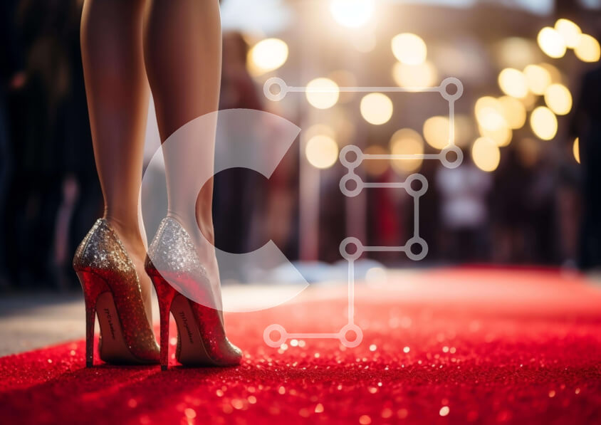 Intra Συλλεκτικό Ξύλινο Παζλ Plywood  4mm - Γυναίκα με ψηλά τακούνια στο κόκκινο χαλί σε μια εκδήλωση ή ένα πάρτι Σε Ξύλινο Κουτί - Διαστάσεις Puzzle: 10x10 cm – 25 κομμάτια