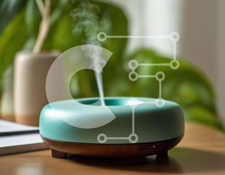 Intra Συλλεκτικό Ξύλινο Παζλ Plywood  4mm - Διαχυτής αρώματος με ατμό σε ξύλινο τραπέζι Σε Ξύλινο Κουτί - Διαστάσεις Puzzle: 10x10 cm – 25 κομμάτια