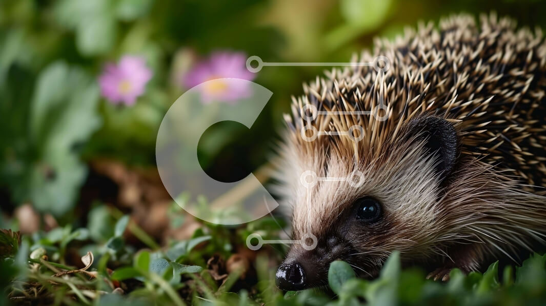 Σετ των 2 Intra Συλλεκτικό Ξύλινο Παζλ Plywood  4mm - Χαριτωμένος σκαντζόχοιρος σε γρασίδι με λουλούδια Σε Ξύλινο Κουτί - Διαστάσεις: 10x10 cm – 25 κομμάτια