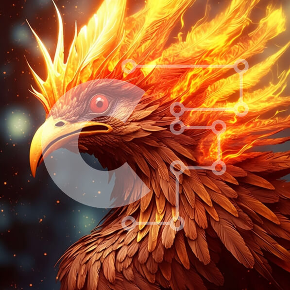 Intra Συλλεκτικό Ξύλινο Παζλ Plywood  4mm - Εκπληκτική εικόνα ενός Φοίνικα ενάντια σε έναν έναστρο νυχτερινό ουρανό Σε Ξύλινο Κουτί - Διαστάσεις Puzzle: 10x10 cm – 25 κομμάτια