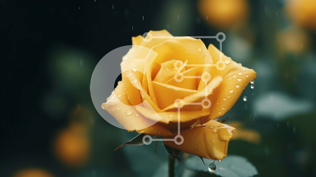 Intra Συλλεκτικό Ξύλινο Παζλ Plywood  4mm - Κίτρινο τριαντάφυλλο με σταγονίδια νερού Σε Ξύλινο Κουτί - Διαστάσεις: 10x10 cm – 25 κομμάτια