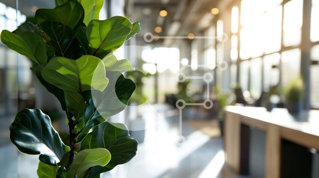 Intra Συλλεκτικό Ξύλινο Παζλ Plywood  4mm - Μοντέρνος χώρος γραφείου με φυτό σε γλάστρα Σε Ξύλινο Κουτί - Διαστάσεις Puzzle: 10x10 cm – 25 κομμάτια