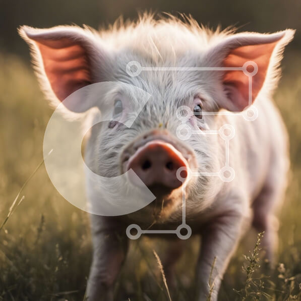 Intra Συλλεκτικό Ξύλινο Παζλ Plywood  4mm - Αξιολάτρευτο γουρούνι που στέκεται σε ένα χωράφι με πράσινο γρασίδι Σε Ξύλινο Κουτί - Διαστάσεις: 10x10 cm – 25 κομμάτια