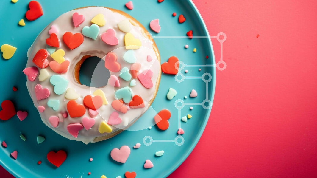 Σετ των 2 Intra Συλλεκτικό Ξύλινο Παζλ Plywood  4mm - Ντόνατ για την ημέρα του Αγίου Βαλεντίνου με πολύχρωμες καρδιές και ψεκασμούς Σε Ξύλινο Κουτί - Διαστάσεις: 10x10 cm – 25 κομμάτια