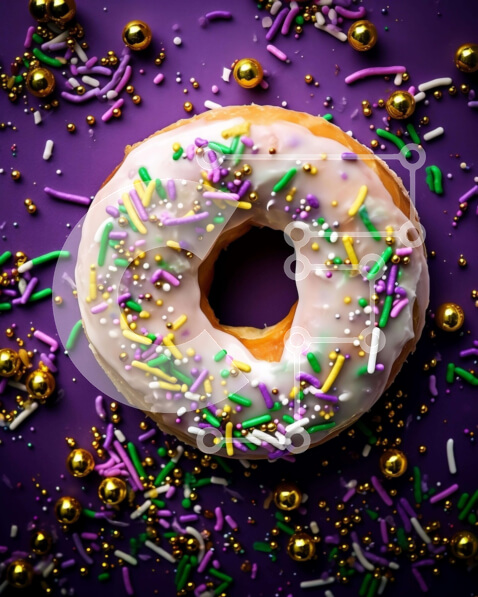 Σετ των 2 Intra Συλλεκτικό Ξύλινο Παζλ Plywood  4mm - Λαχταριστό ντόνατ με πολύχρωμα ψεκάσματα και χρυσές μπάλες Σε Ξύλινο Κουτί - Διαστάσεις: 10x10 cm – 25 κομμάτια