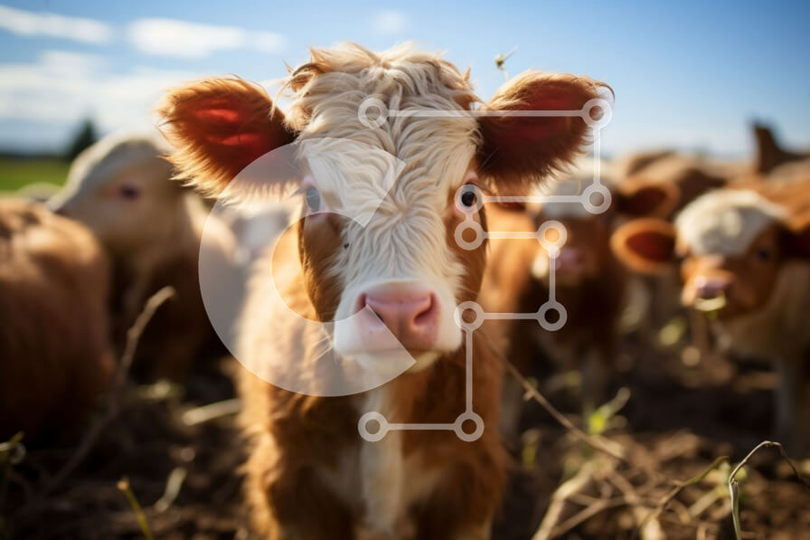 Intra Συλλεκτικό Ξύλινο Παζλ Plywood  4mm - Όμορφη εικόνα νεαρών αγελάδων που στέκονται σε ένα χωράφι με μπλε ουρανό Σε Ξύλινο Κουτί - Διαστάσεις: 10x10 cm – 25 κομμάτια