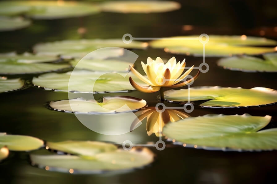 Intra Συλλεκτικό Ξύλινο Παζλ Plywood  4mm - Όμορφη κινηματογράφηση σε πρώτο πλάνο ενός νούφαρου σε μια λίμνη με τα μαξιλαράκια κρίνων στο φόντο Σε Ξύλινο Κουτί - Διαστάσεις: 10x10 cm – 25 κομμάτια