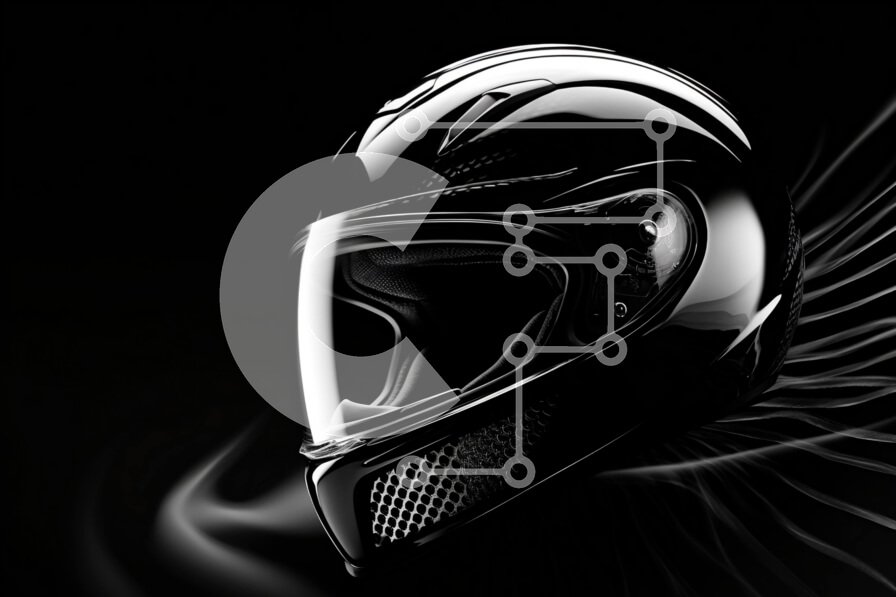 Intra Συλλεκτικό Ξύλινο Παζλ Plywood  4mm - Κομψό και κλασικό ασπρόμαυρο κράνος μοτοσυκλέτας Σε Ξύλινο Κουτί - Διαστάσεις: 10x10 cm – 25 κομμάτια