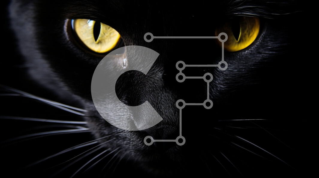 Σετ των 2 Intra Συλλεκτικό Ξύλινο Παζλ Plywood  4mm - Κοντινό πλάνο μιας μαύρης γάτας με τα κίτρινα μάτια Σε Ξύλινο Κουτί - Διαστάσεις: 10x10 cm – 25 κομμάτια