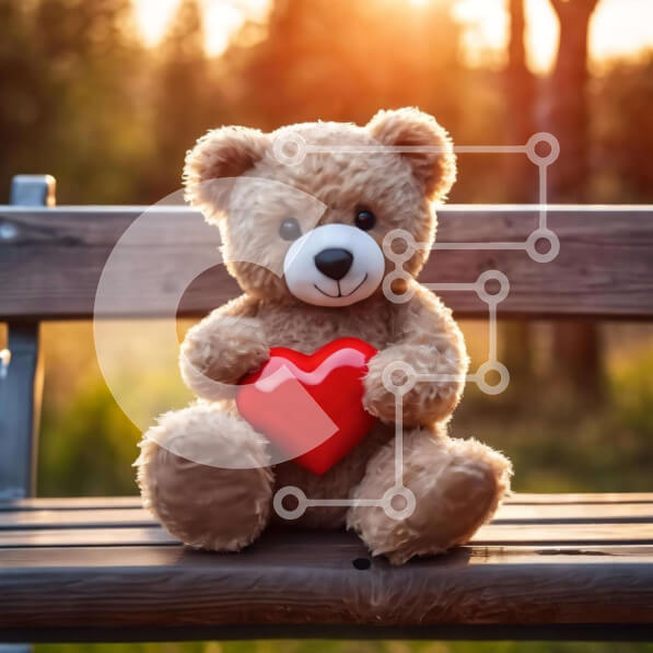 Intra Συλλεκτικό Ξύλινο Παζλ Plywood  4mm - Αρκουδάκι με καρδιά του Αγίου Βαλεντίνου Σε Ξύλινο Κουτί - Διαστάσεις: 10x10 cm – 25 κομμάτια