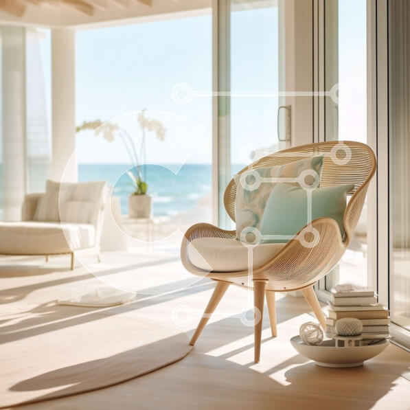 Intra Συλλεκτικό Ξύλινο Παζλ Plywood  4mm - Εκπληκτικό μοντέρνο σαλόνι με θέα στον ωκεανό Σε Ξύλινο Κουτί - Διαστάσεις Puzzle: 10x10 cm – 25 κομμάτια