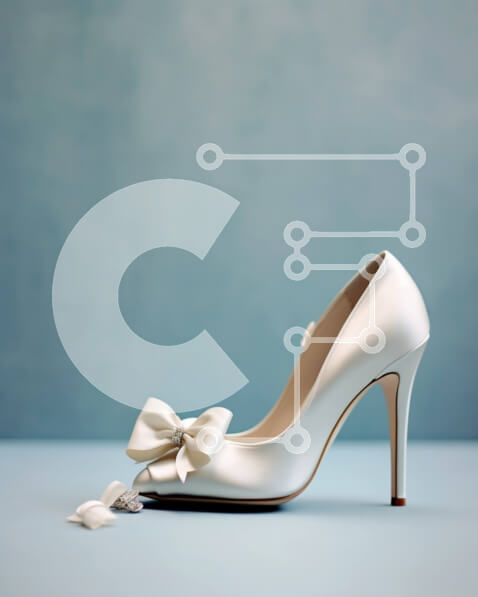 Intra Συλλεκτικό Ξύλινο Παζλ Plywood  4mm - Κομψό λευκό ψηλοτάκουνο παπούτσι με φιόγκο μπροστά Σε Ξύλινο Κουτί - Διαστάσεις Puzzle: 10x10 cm – 25 κομμάτια