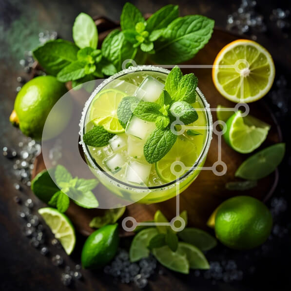 Σετ των 2 Intra Συλλεκτικό Ξύλινο Παζλ Plywood  4mm - Νόστιμο κοκτέιλ Margarita με φρέσκο ​​λάιμ και μέντα Σε Ξύλινο Κουτί - Διαστάσεις: 10x10 cm – 25 κομμάτια