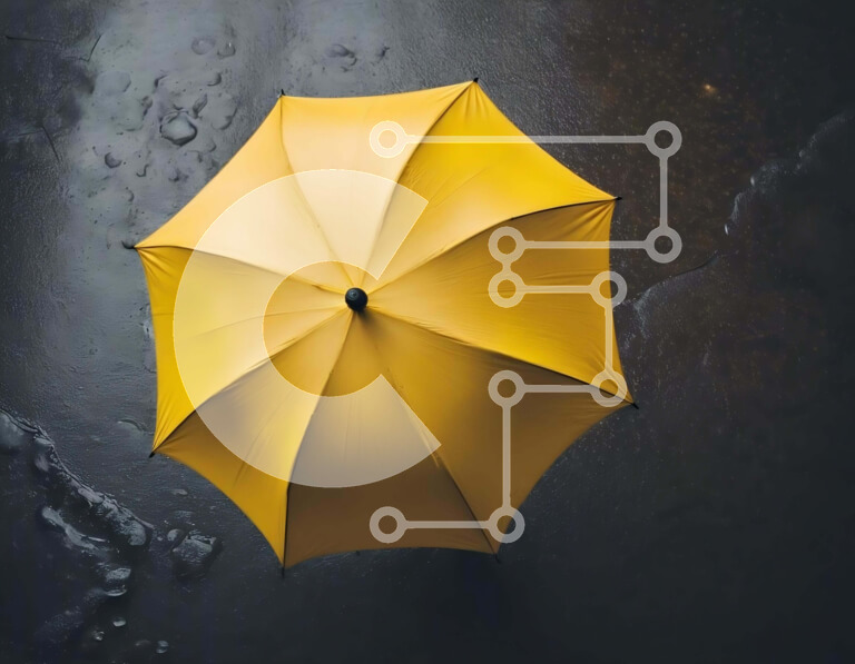 Intra Συλλεκτικό Ξύλινο Παζλ Plywood  4mm - Κίτρινη ομπρέλα στο έδαφος - πολλαπλές γωνίες Σε Ξύλινο Κουτί - Διαστάσεις: 10x10 cm – 25 κομμάτια