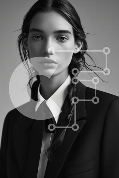 Intra Συλλεκτικό Ξύλινο Παζλ Plywood  4mm - Γυναίκα με σμόκιν - ασπρόμαυρο πορτρέτο Σε Ξύλινο Κουτί - Διαστάσεις Puzzle: 10x10 cm – 25 κομμάτια