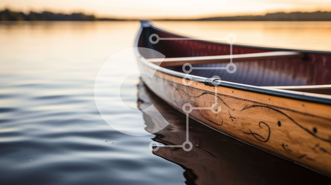 Intra Συλλεκτικό Ξύλινο Παζλ Plywood  4mm - Ξύλινο κανό που επιπλέει σε ήρεμα νερά στο ηλιοβασίλεμα Σε Ξύλινο Κουτί - Διαστάσεις: 10x10 cm – 25 κομμάτια