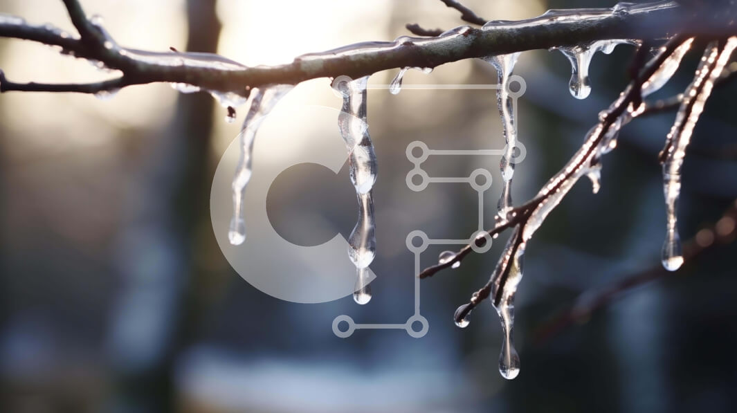 Intra Συλλεκτικό Ξύλινο Παζλ Plywood  4mm - Παγάκια στο κλαδί δέντρου το χειμώνα Σε Ξύλινο Κουτί - Διαστάσεις: 10x10 cm – 25 κομμάτια