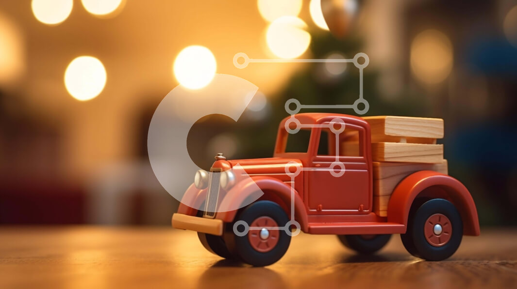 Intra Συλλεκτικό Ξύλινο Παζλ Plywood  4mm - Vintage ξύλινο παιχνίδι φορτηγό σε φόντο πίνακα Σε Ξύλινο Κουτί - Διαστάσεις: 10x10 cm – 25 κομμάτια